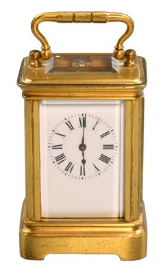 Lot 295 - A French Brass Small Carriage Timepiece,...