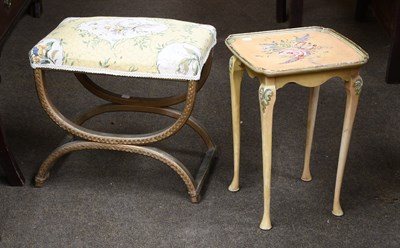 Lot 1391 - A Reproduction Gilt X-Form Stool, together...