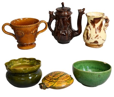 Lot 311 - A Slipware Pottery Spirit Flask, 19th century,...