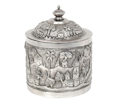 Lot 2082 - An Indian Silver Canister and Cover