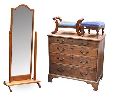 Lot 1389 - A George III Oak Bachelors Chest, straight...