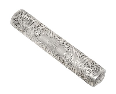 Lot 2081 - An Indian Silver Scroll Holder