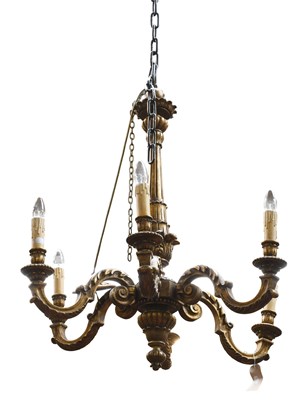 Lot 488 - A Reproduction Carved Giltwood Six Light...