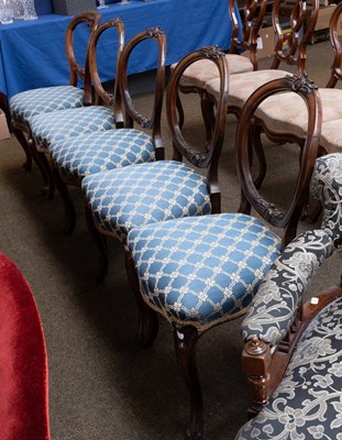 Lot 1412 - A Set of Five Victorian Carved Rosewood-Framed...