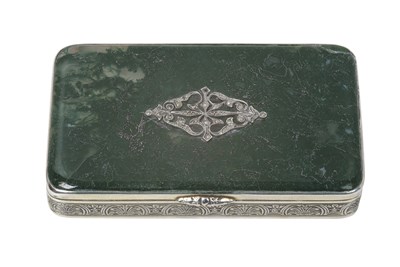 Lot 2036 - A Continental Silver and Hardstone Snuff-Box