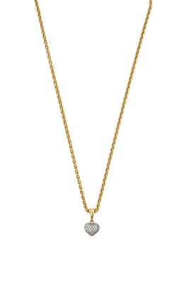 Lot 2278 - A Diamond Pendant on Chain the domed heart...