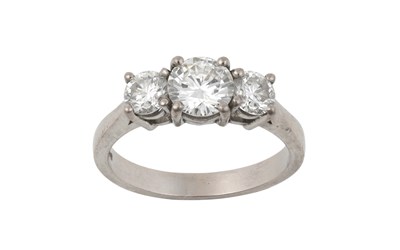 Lot 2291 - An 18 Carat White Gold Diamond Three Stone...