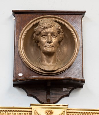 Lot 1463 - A Gilt Composition Relief Bust of a Lady,...