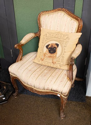 Lot 1466 - A Reproduction French Painted Fauteuil