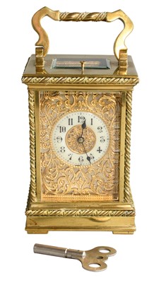 Lot 291 - A French Brass Strike and Repeat Carriage...
