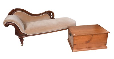 Lot 1489 - A Victorian Walnut Framed Chaise Longue, 185cm,...