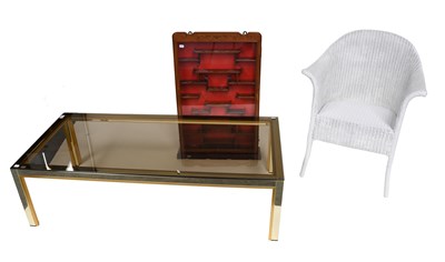Lot 1524 - A 20th Century Glass and Brass Coffee Table, A...