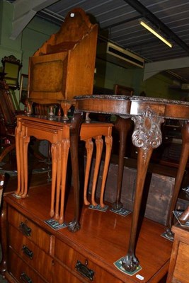 Lot 681 - Circular occasional table, a magazine rack and a nest of tables