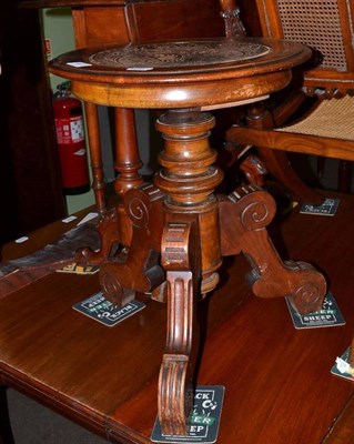 Lot 683 - Late 19th/early 20th century walnut stool with leather seat