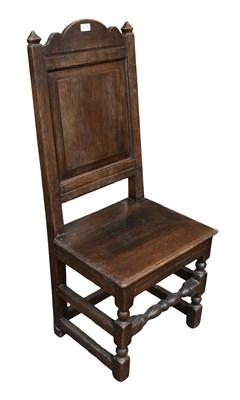 Lot 1417 - An Oal Panel-Back Side Chair, 18th century,...