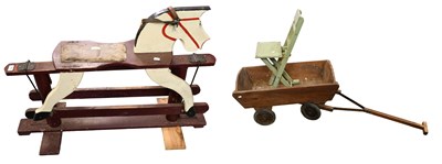 Lot 1493 - A Primitive Painted Rocking Horse, on trestle...