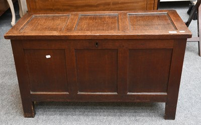 Lot 1517 - An Oak Three-Panel Coffer, 18th Century, with...