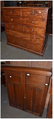 Lot 698 - A Victorian mahogany five height chest of drawers and the top section of an oak cupboard