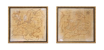 Lot 356 - Early 19th Century Silkwork Map of Europe...