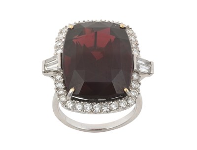 Lot 2313 - An 18 Carat White Gold Garnet and Diamond...