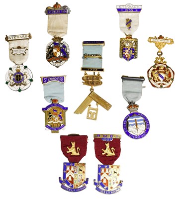 Lot 39 - Four Silver Gilt and Enamel Stewards Breast...