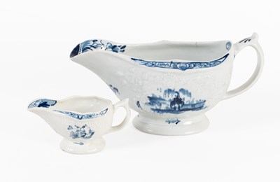 Lot 79 - A Lowestoft Creamboat, circa 1760, strap...
