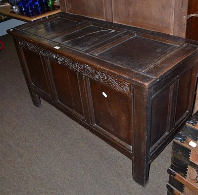 Lot 718 - Large 18th century carved oak coffer