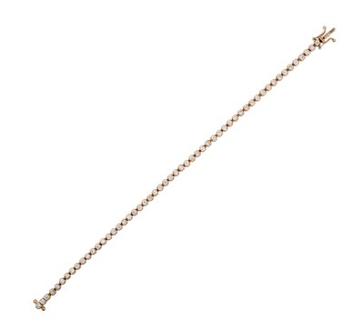 Lot 2295 - An 18 Carat Gold Diamond Line Bracelet the...