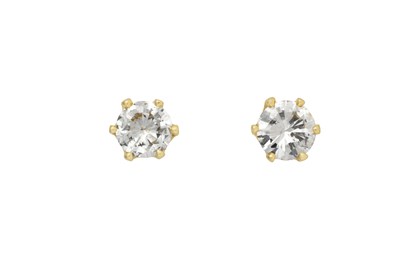 Lot 2281 - A Pair of 18 Carat Gold Diamond Solitaire...