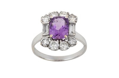 Lot 2290 - An 18 Carat White Gold Pink Sapphire and...