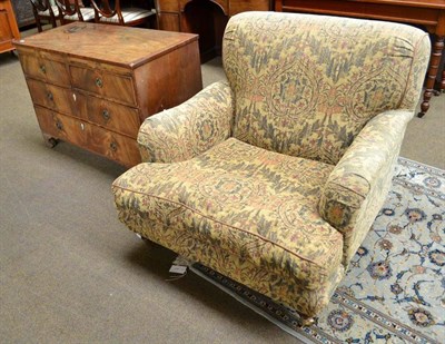 Lot 727 - Large upholstered armchair and a 19th century mahogany chest