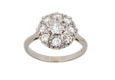 Lot 2342 - A Diamond Cluster Ring the central raised...