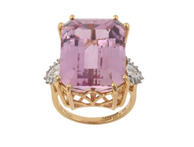 Lot 2312 - An 18 Carat Gold Kunzite and Diamond Ring the...