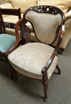 Lot 746 - Early 20th century carved mahogany upholstered salon chair