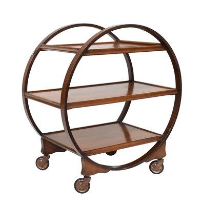 Lot 719 - An Art Deco Circular Walnut Drinks Trolley,...