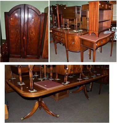 Lot 779 - Reproduction mahogany furniture including dining table, sideboard, two drawer side table, two...