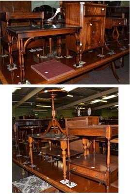 Lot 780 - A mahogany occasional table, two tier coffee table, two tripod tables, card table, two tier...