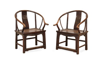 Lot 108 - A Pair of Chinese Elm and Softwood Horseshoe...