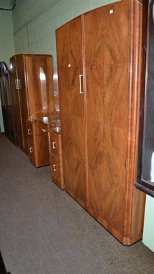 Lot 789 - An Art Deco walnut three piece bedroom suite and a mahogany wardrobe