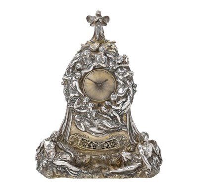 Lot 2134 - A Victorian Parcel-Gilt Silver Plate Timepiece