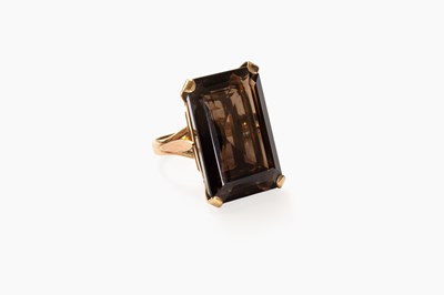 Lot 37 - A Smoky Quartz Ring, the large emerald-cut...