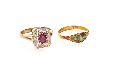 Lot 26 - A 9 Carat Gold Ruby and Diamond Ring, the oval...