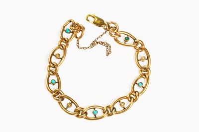 Lot 32 - A Turquoise and Split Pearl Bracelet, the...