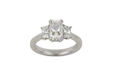 Lot 2194 - A Platinum Diamond Three Stone Ring the...
