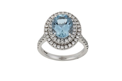 Lot 2223 - An 18 Carat White Gold Aquamarine and Diamond...