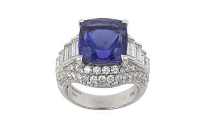 Lot 2310 - An 18 Carat White Gold Tanzanite and Diamond...