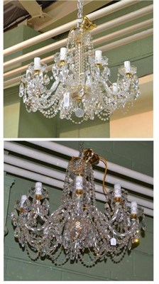 Lot 817 - A pair of moulded and cut glass chandeliers