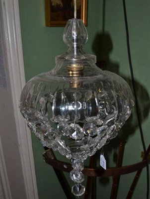 Lot 819 - A cut glass pendant light fitting