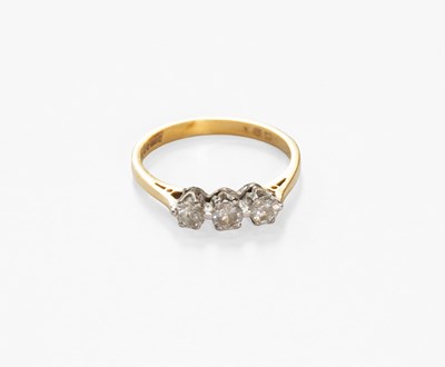 Lot 14 - An 18 Carat Gold Diamond Three Stone Ring,...