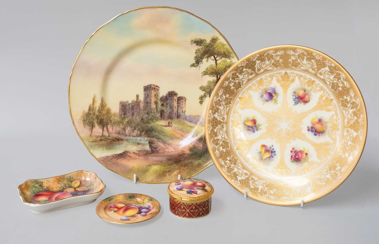 Lot 1056 - Royal Worcester Porcelain, painted with fruit...